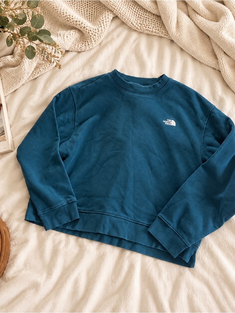 The North Face Teal Crewneck Sweatshirt — Circular Design, Women's M